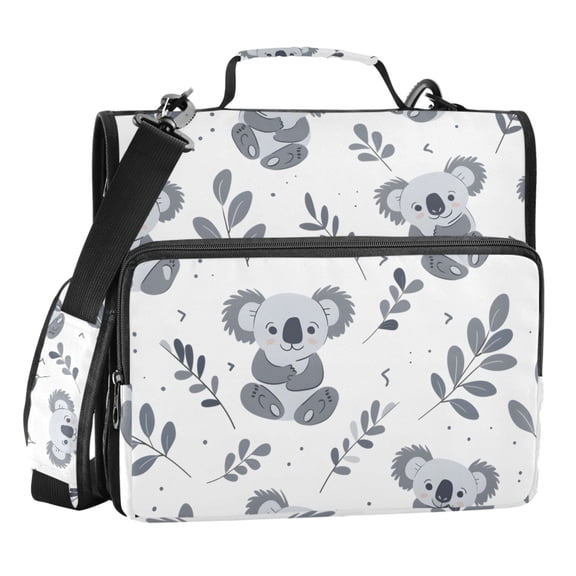 ALAZA Zipper Binder Cute Koala Leaves 3 Ring Trapper Keeper File Folder Organizer Bag