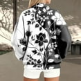 thumbnail image 5 of zaveiop Zip up Sweatshirt Women No Hood Comfort Oversized Sweatshirt Cardigan Fleece Bomber Jacket Zipper Hoodless Hoodies (White, S), 5 of 9