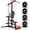Red with 190lb Colorful Plates, variant on MITONOS 3 in 1 LAT Pulldown Machine,LAT Row Cable Machine with AB Crunch and Cable Row Attachments for Home Gym,High or Low Pulley Stations (Red)
