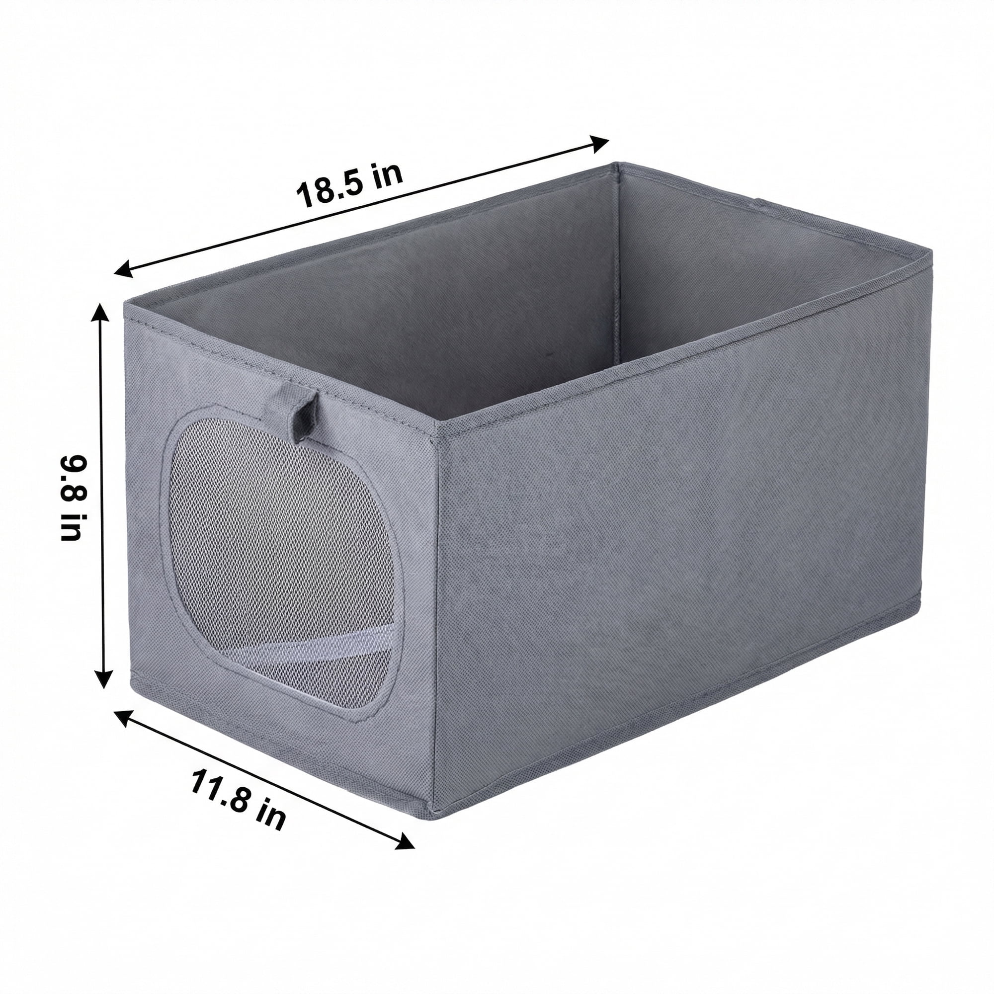 Unique Bargains Fabric Storage Bin With Bottom Dark Grey 18.5*11.8*9.8in