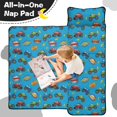 thumbnail image 4 of Monster Cartoon Truck Blue Pattern Teens Toddler Nap Mat with Pillow, Sleeping Mat Bag for Preschool Daycare 59"x22", 4 of 6