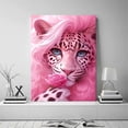 thumbnail image 5 of Mudket Pink Fluffy Leopard with Pink Rose Canvas Wall Art, Cute Glam Princess Wall Art for Bedroom Print for Girls Nursery Dorm Home Decor , Framed Ready to Hang - 12"L x 8"W, 5 of 9