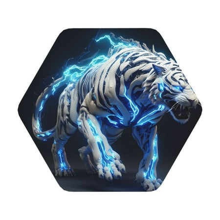 

Disketp Futuristic Blue Light White Tiger Funny Coasters 6 Pcs Leather Coasters with Holder Perfect Housewarming Hostess Gifts Protect Furniture from Water Marks Scratch and Damage