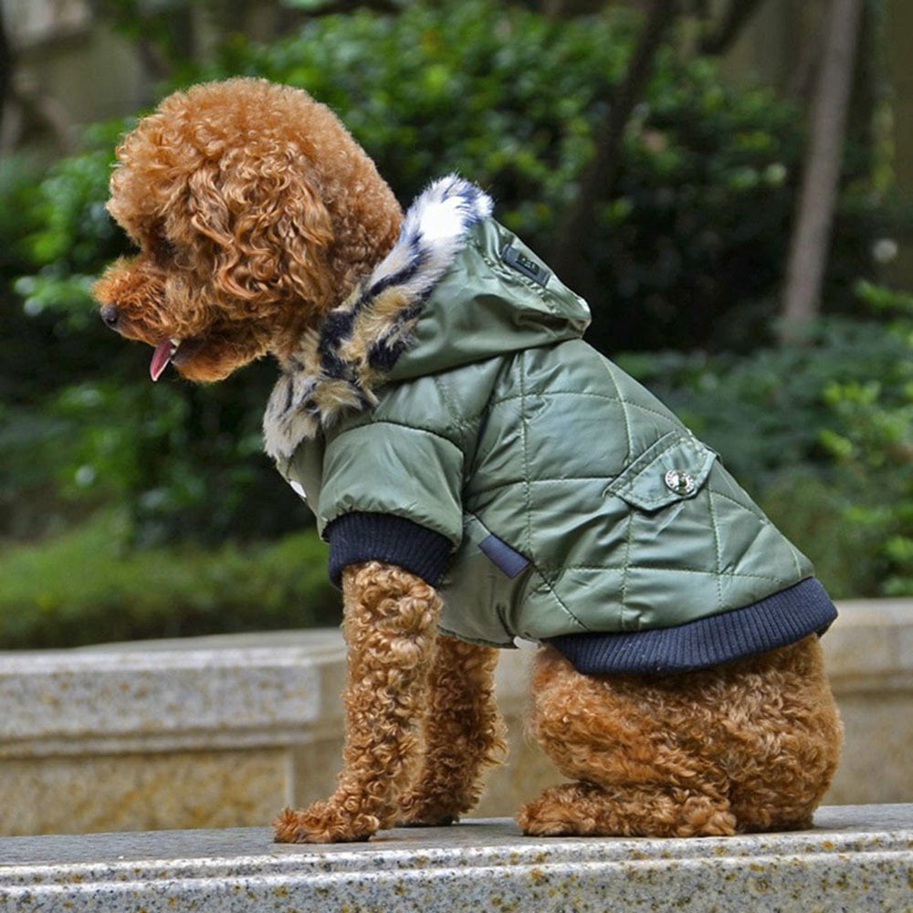 Winter Coat Small Dog Snowsuit With Feet Dog Faux Pockets Hooded