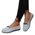 thumbnail image 2 of Dweltoz Women's Leather Loafers Business Casual Comfortable Work Office Flats Lightweight Slip on Retro Dressy Shoes,Blue 40, 2 of 9