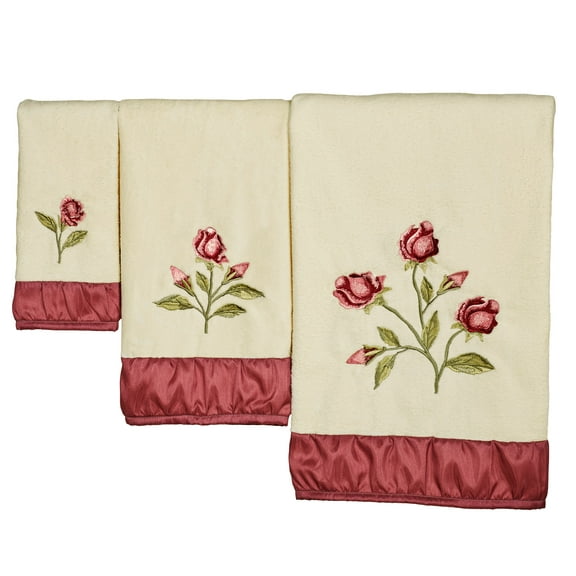 Claret Rose Bath Towel Set Bath Hand Fingertip Set of Three