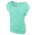 thumbnail image 2 of KOGMO Womens Short Sleeve Solid Basic Tunic Top Tee with Side Shirring, 2 of 7