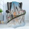 thumbnail image 4 of San Diego Soft Flannel Fleece Blanket, San Diego Skyline with Grey Buildings Blue Sky and Reflections Downtown Panorama, Cozy Plush for Indoor and Outdoor Use, 50" x 70", Multicolor, by Ambesonne, 4 of 5