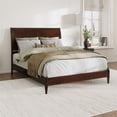 thumbnail image 1 of Valencia Queen Solid Wood Low Profile Sleigh Platform Bed in Walnut, 1 of 13