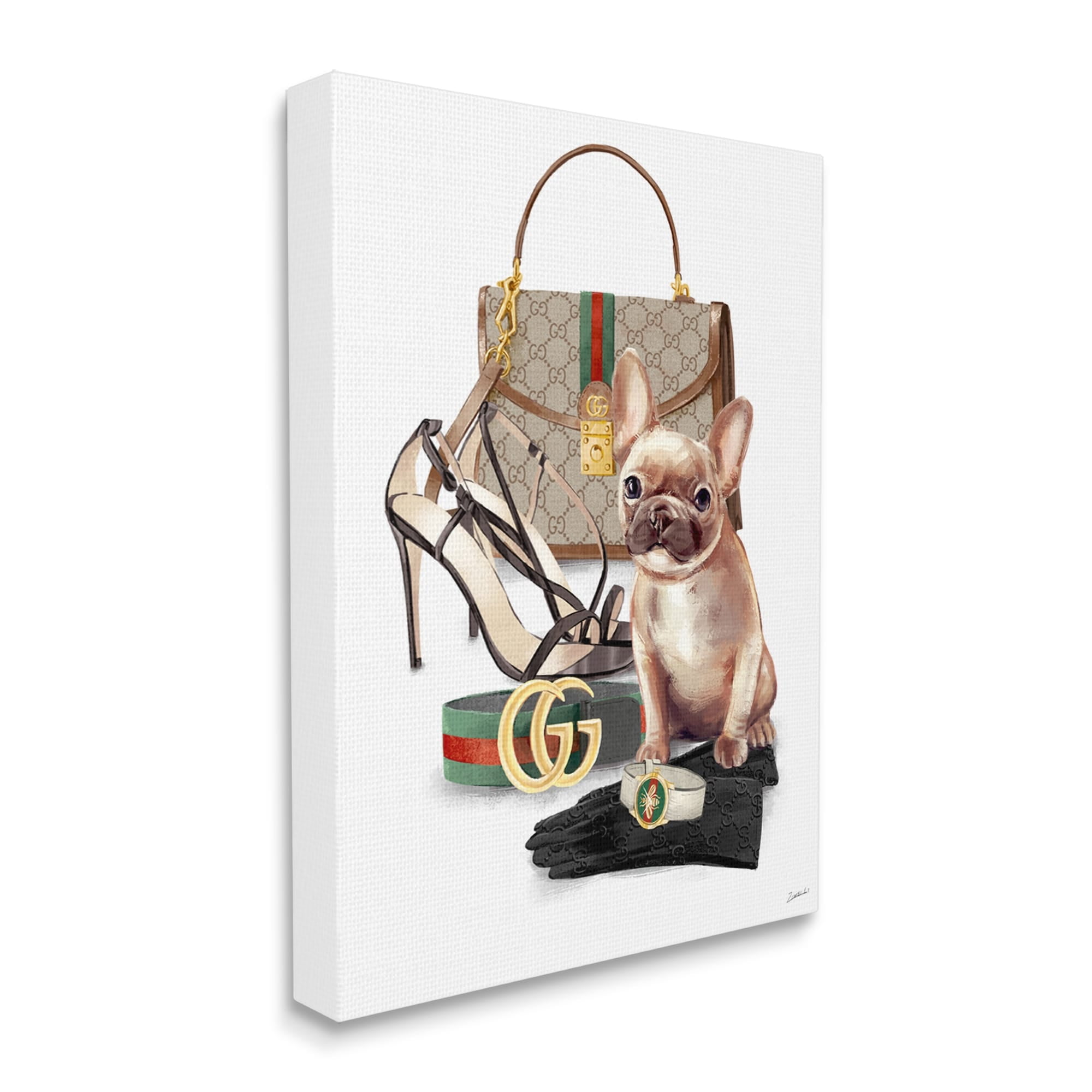 Stupell Industries Stylish Puppy Dog Designer Purse Shoes Accessories Canvas Wall Art, 24 x 30, Design by Ziwei Li