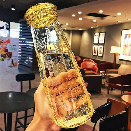 

Cute Couple Cup Students Creative Colorful Water Bottle Glass Bottle Diamond YELLOW