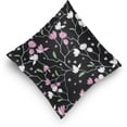 thumbnail image 5 of White Pink Flowers Velvet Plush Throw Pillow Cushion Case Cover - 16" x 16" - Invisible Zipper Home Decor Floral for Couch Sofa No Pillow Insert, 5 of 5