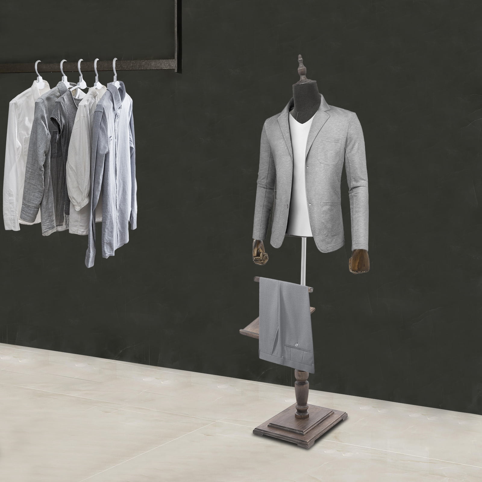 Adjustable Height Male Dress Form 4.4-5.9ft Full Body Mannequin Professional Tailor Display Form for Clothing Stores