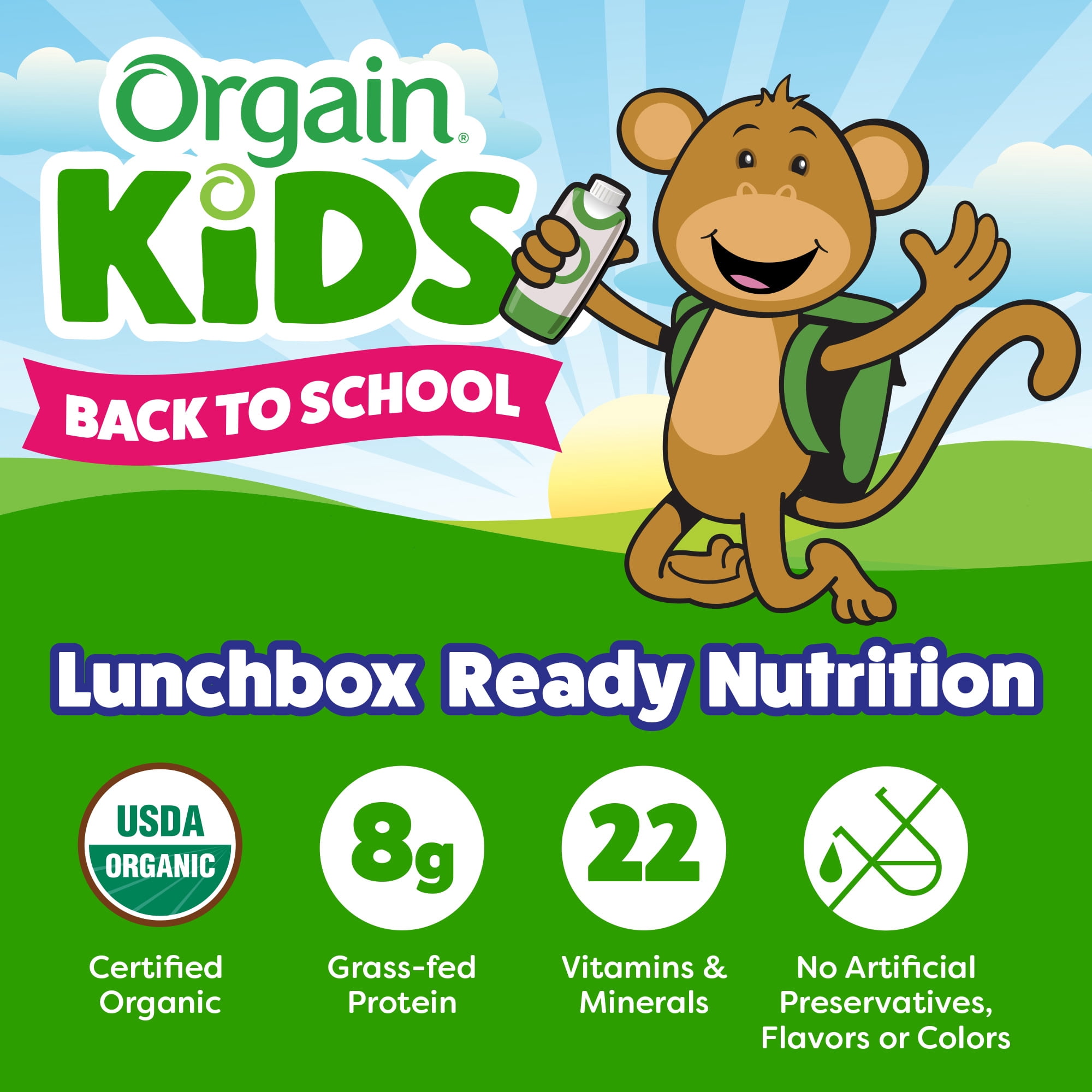 Orgain Organic Kids 8g Protein Nutritional Shake Drink, Vanilla, 4ct