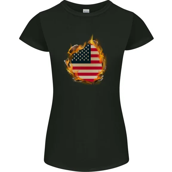 Hot Trending T-Shirt With The Stars & Stripes American Flag Fire Usa T-Shirt Design Preview Only