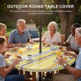 thumbnail image 2 of Round Outdoor Tablecloth with Umbrella Hole and Zipper, Yellow Nordic Style Stripes Fitted Table Cover with Elastic Edge for 36-44 Inch, Yellow Gray Texture Waterproof Patio Tablecoths for Picnic, 2 of 9