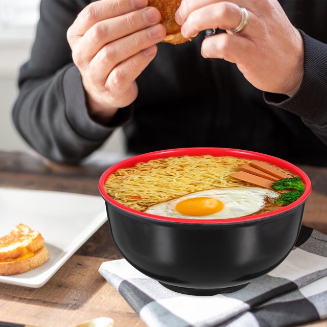 OULII Bol à Soupe Ramen en Plastique Usage Polyvalent Rond pour Maison Restaurant Lot de 1