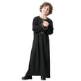 thumbnail image 5 of IBTOM CASTLE Robe for Boys Muslim Long Sleeve Thobe Abaya Saudi Arab Kaftan Islamic Zipper Arabic Dubai Dress with Pockets 13-14 Years Black, 5 of 8