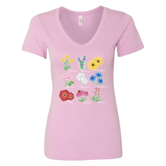 Inktastic Wild Flower Chart Women's V-Neck T-Shirt