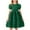A334 Green, variant on Xdegoge Short Sleeve Dress for Girls, Round Neck, Pearl Embellished Sleeves, Rose Ruffle Skirt, Bow Belt, Elegant for Wedding Guest and Party