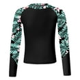 thumbnail image 2 of inhzoy Kids Girls Long Sleeve Swim Top with UPF 50+ Floral Printed Swimming Shirt Rash Guard Beach Bathing Tops Black 14, 2 of 6