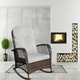 thumbnail image 2 of FFH Outdoor Wicker Rocking Chair, Rattan Rocker Accent Armchair for Patio, Garden, Backyard, Gray Cushion, 2 of 6