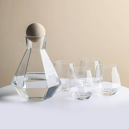 

Hhdxre Hexagonal Glass Pot Set Heat-Resistant Cold White Water Bottle Household Water Set Cold Water Bottle(Transparent Cup And Pot Set)