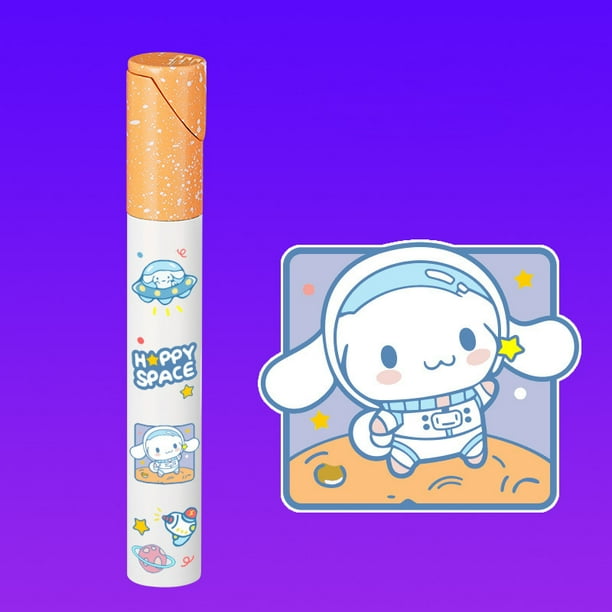 Encendedor de gas con forma de cigarrillo hello kitty kuromi encendedor de dibujos animados lindo llama abierta