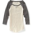 thumbnail image 1 of Aeropostale Womens Ath-dep3/4 Sleeve Baseball Graphic Playera, Gris, X-Large Aeropostale Camiseta gráfica, 1 of 1