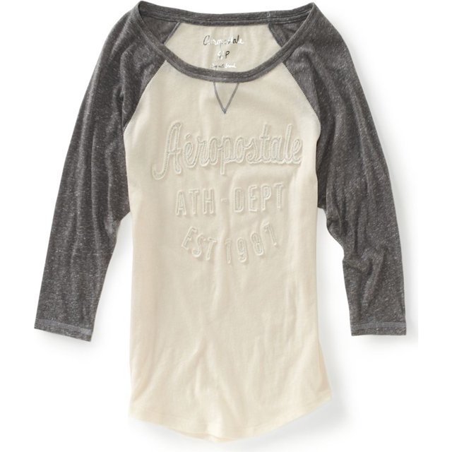 Aeropostale Womens Ath-dep3/4 Sleeve Baseball Graphic Playera, Gris, X-Large Aeropostale Camiseta gráfica