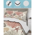 thumbnail image 4 of Quilts Twin-XL Size Bedding Set, Red Coral Coastal Lightweight Quilted Comforter, Conch Starfish Nautical Ocean Soft Reversible Bedspread Coverlet with Pillow Covers for All Season, 68" x 98", 4 of 7