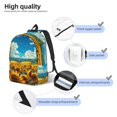thumbnail image 3 of Wukai Field Bicycle Young Sunflower Durable Canvas Laptop Backpack,Adjustable Shoulder Straps,Water-Resistant,Large Capacity,Stylish Design, Fits 15-17in Laptops,Unisex for School,Office,Travel-Small, 3 of 5