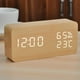 thumbnail image 3 of Reloj despertador digital de madera, con 3 configuraciones de alarma, pantalla de tiempo LED electrónica, brillo y temperatura de 3 niveles, bueno para dormitorio, mesita de noche, escritorio, oficina, niños y familias Zhivalor 2034716-1, 3 of 8