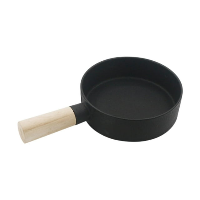 Elodie Cast Iron Frying Pan Nonstick Wood Handle Cookware Omelette Pan for Rvs Home 16cm