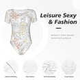thumbnail image 4 of Kdxio Justaucorps à Manches Courtes Imprimé Animaux Marins pour Femmes Col Rond Modal Doux Confortable Ajusté Aguichant Haut-TG, 4 of 7
