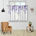 thumbnail image 3 of Spring Eucalyptus Kitchen Curtains - Purple Floral Watercolor Plant Leaves with Floral Botanical Tier Cafe Curtains for Bathroom Living RV Rod Pocket Window Drapes 36 Inch 2 Panels Set 28"x36", 3 of 5