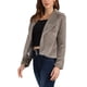 thumbnail image 4 of Abrigo de piel sintética recortado para mujer, chaqueta de invierno de moda, con frente abierto, solapa de muesca, manga larga, abrigo esponjoso XL gris café, 4 of 6