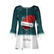 thumbnail image 3 of Camisetas con Cuello en V Mujeres Moda Impresa 3/4 Mangas Blusa, Top Cómodo Casual para el Hogar Y Diario, 3 of 4