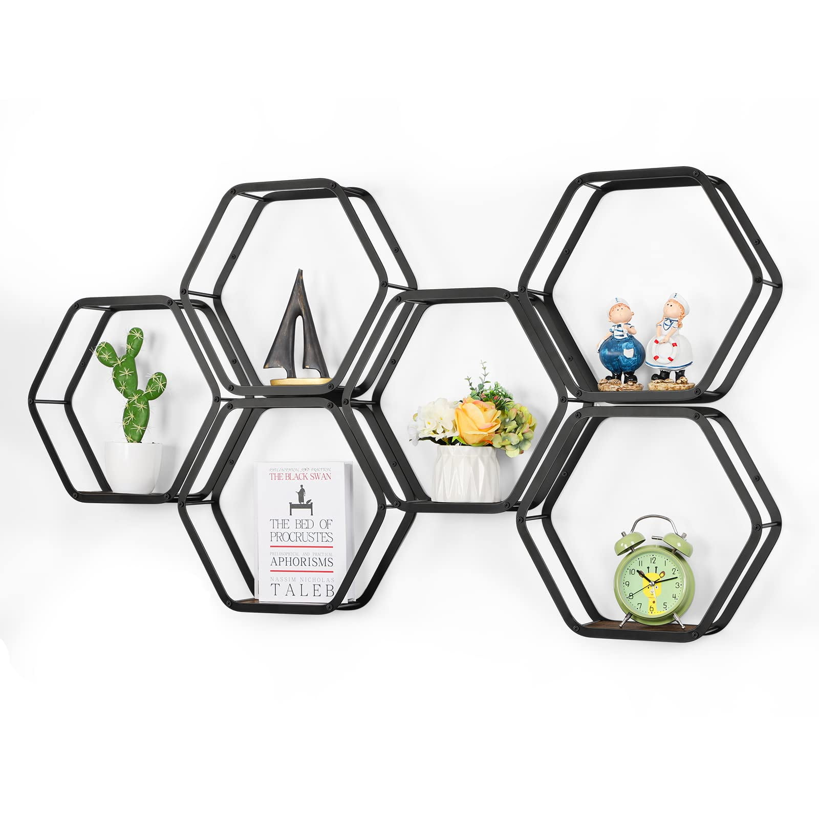 Hexagon Floating Shelves Black Metal Hexagon Shelves Modern Rustic