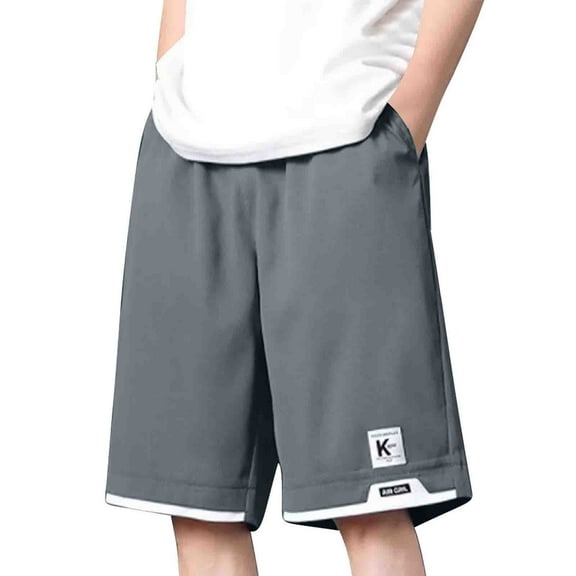 Arnsht (M-5XL) Big and Tall Men's Shorts Casual Elastic Waist Shorts Flat Front Short Athletic Pants with Pockets Gray XXXL