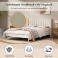 thumbnail image 5 of Queen Size Upholstered Bed Frame,40.9" High Headboard,Strong Metal Frame,Wooden Slats Support,No Box Spring Needed,Easy Assembly,Linen Fabric,Beige, 5 of 10