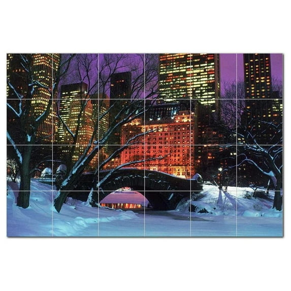 City Picture Ceramic Tile Mural Kitchen Backsplash Bathroom Shower, 404535-XL64