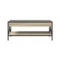 thumbnail image 4 of Mesa de Centro Industrial con Estante Salisbury | Vidrio | Metal Negro | Acabado en Madera Clara | 2 Niveles, 4 of 7