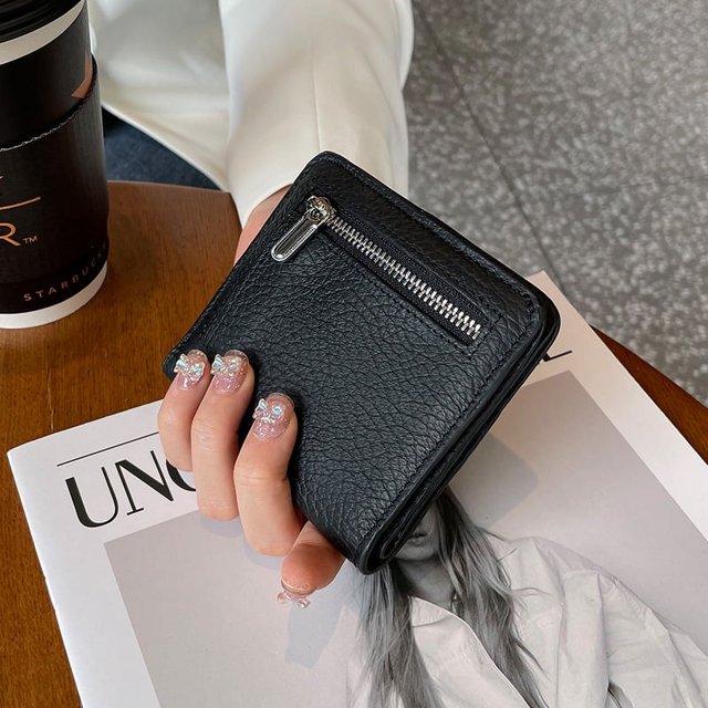 Cartera de cuero para mujer, billetera con clip, capa de piel de vaca, billetera de gran capacidad, bolso para tarjetas