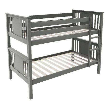 Milton Greens Stars Inc Modern Wood Twin Size Bunk Bed in Gray