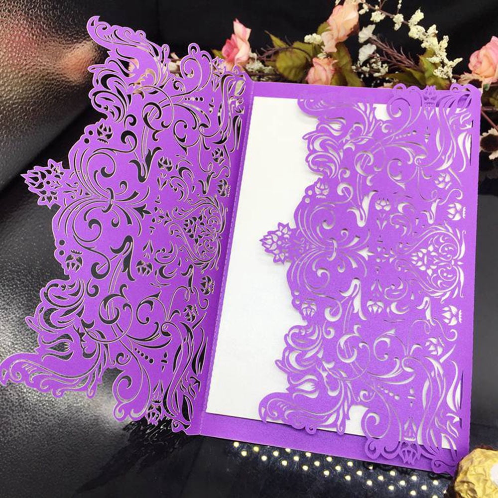 Wedding Invitations 10Pcs Pearl Paper Floral Invitation Cards Floral B5C6