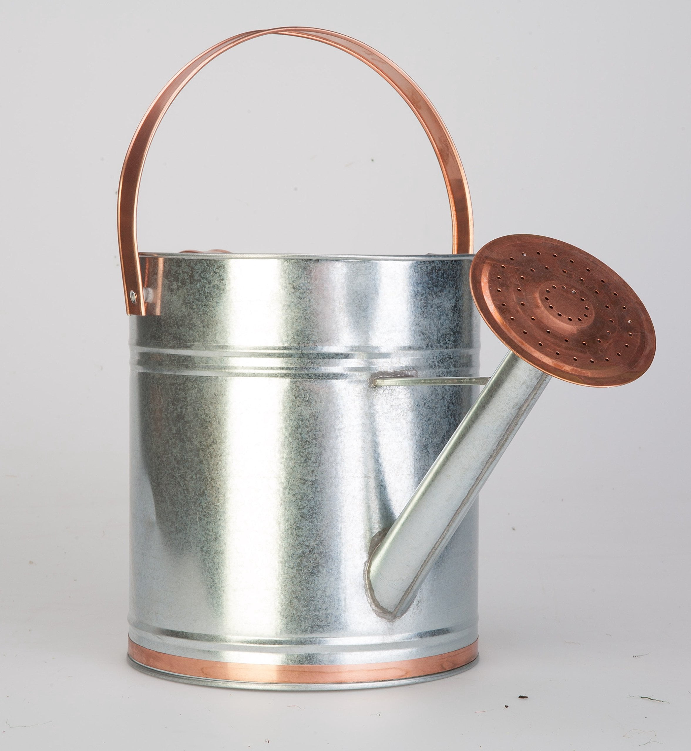 Panacea Metal Watering Can, Galvanized Silver with Copper Accents, 2 Gallons
