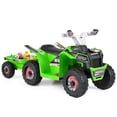 thumbnail image 1 of Costway Kids Electric ATV Car, 6V Battery-Powered Ride on Toy wirh Removable Back Trailer Green, 1 of 10