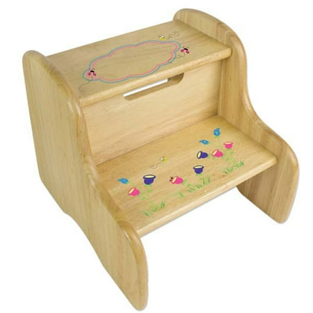 Wooden Step Stool - Personalized English Garden Wooden Two Step Stool