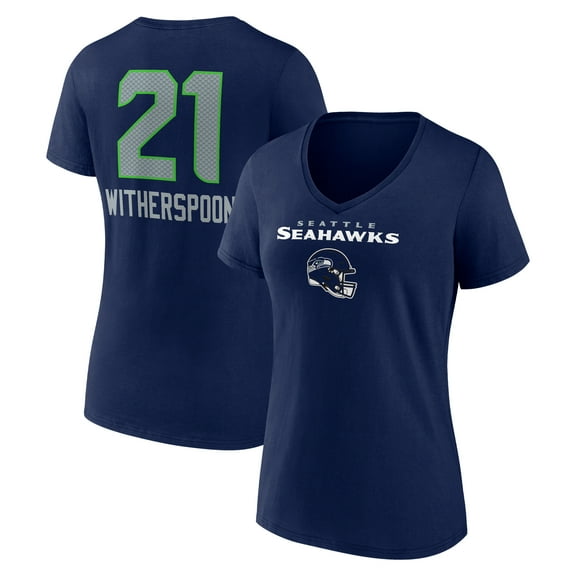 Women's Devon Witherspoon College Navy Seattle Seahawks Team Wordmark Player Name & Number V-Neck T-Shirt